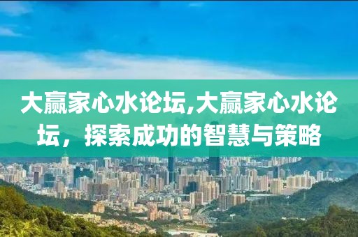 大赢家心水论坛,大赢家心水论坛，探索成功的智慧与策略