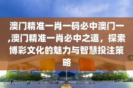 澳门精准一肖一码必中澳门一,澳门精准一肖必中之道，探索博彩文化的魅力与智慧投注策略