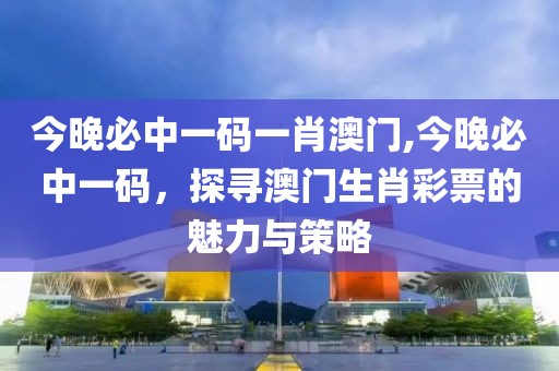 今晚必中一码一肖澳门,今晚必中一码，探寻澳门生肖彩票的魅力与策略