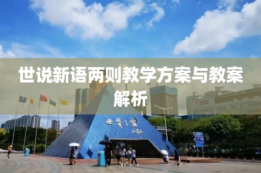 世说新语两则教学方案与教案解析