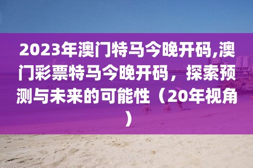 2023年澳门特马今晚开码,澳门彩票特马今晚开码，探索预测与未来的可能性（20年视角）