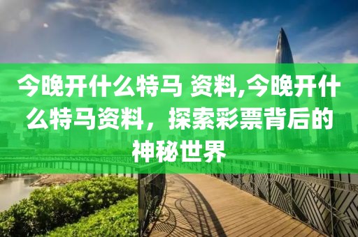 今晚开什么特马 资料,今晚开什么特马资料，探索彩票背后的神秘世界