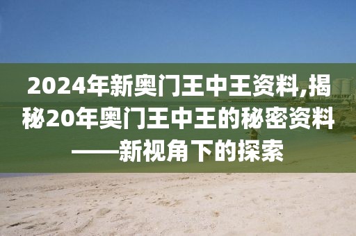 2024年新奥门王中王资料,揭秘20年奥门王中王的秘密资料——新视角下的探索