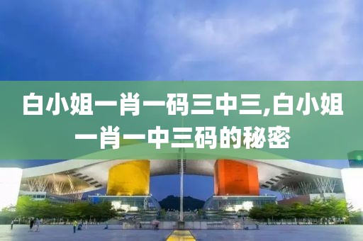 白小姐一肖一码三中三,白小姐一肖一中三码的秘密
