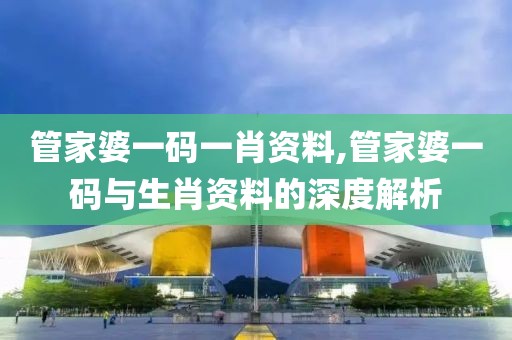 管家婆一码一肖资料,管家婆一码与生肖资料的深度解析