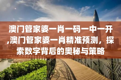 澳门管家婆一肖一码一中一开,澳门管家婆一肖精准预测，探索数字背后的奥秘与策略