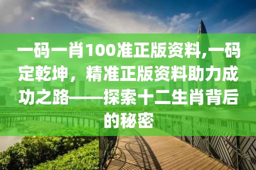 一码一肖100准正版资料,一码定乾坤，精准正版资料助力成功之路——探索十二生肖背后的秘密
