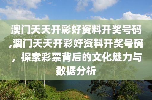 澳门天天开彩好资料开奖号码,澳门天天开彩好资料开奖号码，探索彩票背后的文化魅力与数据分析