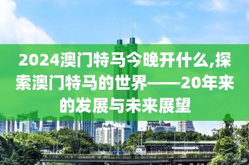 2024澳门特马今晚开什么,探索澳门特马的世界——20年来的发展与未来展望
