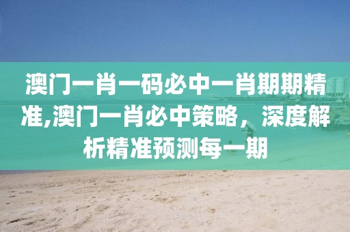 澳门一肖一码必中一肖期期精准,澳门一肖必中策略，深度解析精准预测每一期