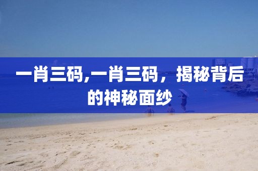 一肖三码,一肖三码，揭秘背后的神秘面纱