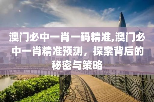 澳门必中一肖一码精准,澳门必中一肖精准预测，探索背后的秘密与策略