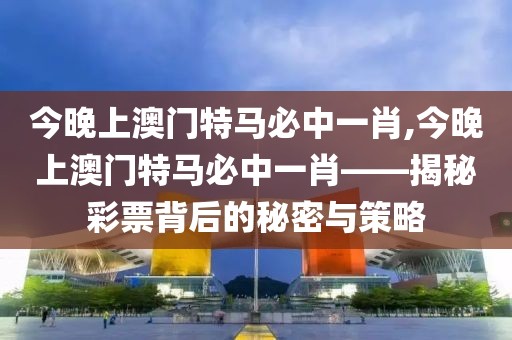 今晚上澳门特马必中一肖,今晚上澳门特马必中一肖——揭秘彩票背后的秘密与策略
