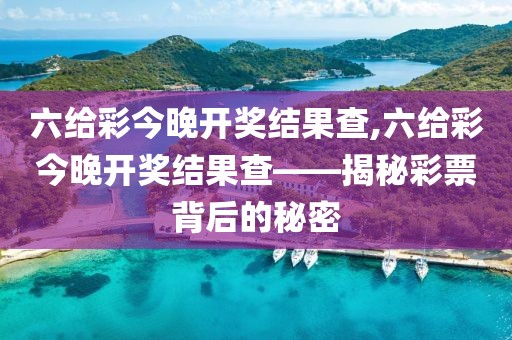 六给彩今晚开奖结果查,六给彩今晚开奖结果查——揭秘彩票背后的秘密