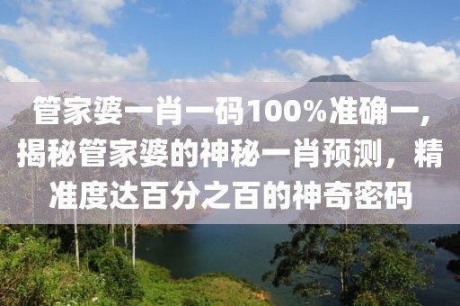 管家婆一肖一码100%准确一,揭秘管家婆的神秘一肖预测，精准度达百分之百的神奇密码
