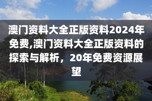 澳门资料大全正版资料2024年免费,澳门资料大全正版资料的探索与解析，20年免费资源展望