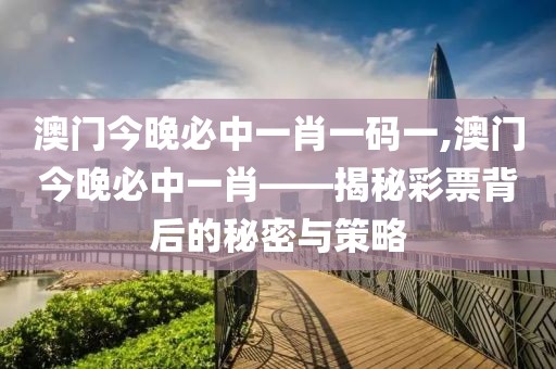 澳门今晚必中一肖一码一,澳门今晚必中一肖——揭秘彩票背后的秘密与策略