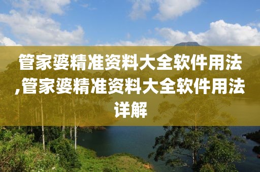 管家婆精准资料大全软件用法,管家婆精准资料大全软件用法详解
