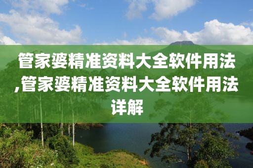 管家婆精准资料大全软件用法,管家婆精准资料大全软件用法详解