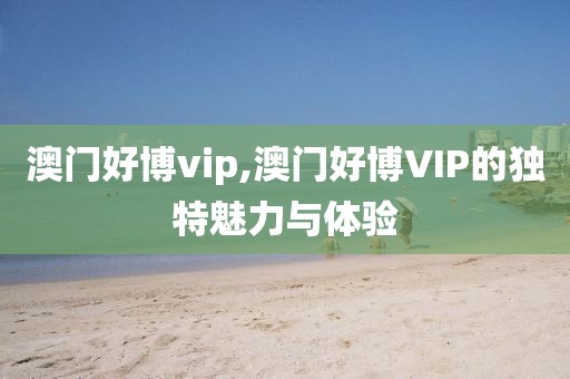 澳门好博vip,澳门好博VIP的独特魅力与体验