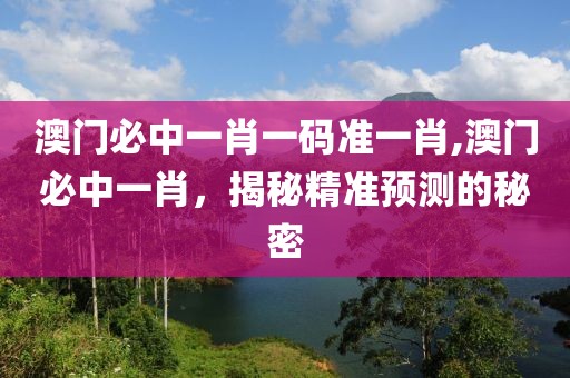 澳门必中一肖一码准一肖,澳门必中一肖，揭秘精准预测的秘密