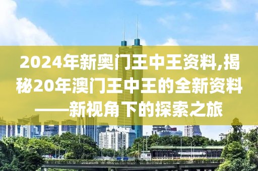 2024年新奥门王中王资料,揭秘20年澳门王中王的全新资料——新视角下的探索之旅