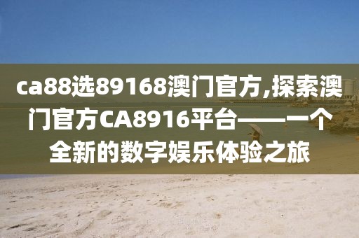 ca88选89168澳门官方,探索澳门官方CA8916平台——一个全新的数字娱乐体验之旅