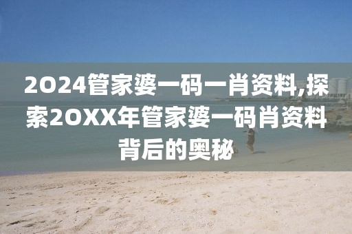 2O24管家婆一码一肖资料,探索2OXX年管家婆一码肖资料背后的奥秘