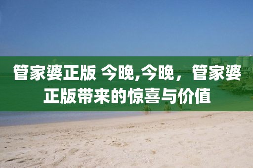 管家婆正版 今晚