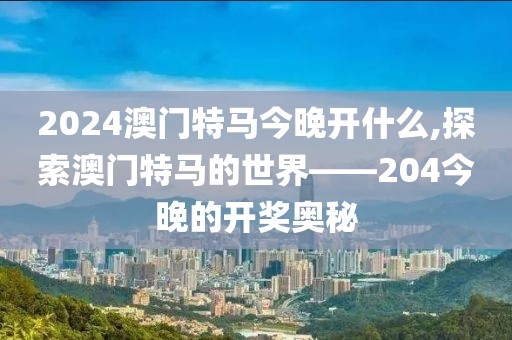 2024澳门特马今晚开什么,探索澳门特马的世界——204今晚的开奖奥秘