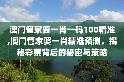 澳门管家婆一肖一码100精准,澳门管家婆一肖精准预测，揭秘彩票背后的秘密与策略