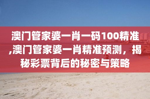 澳门管家婆一肖一码100精准,澳门管家婆一肖精准预测，揭秘彩票背后的秘密与策略