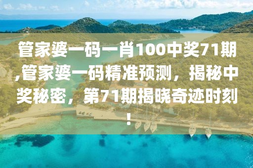 管家婆一码一肖100中奖71期,管家婆一码精准预测，揭秘中奖秘密，第71期揭晓奇迹时刻！