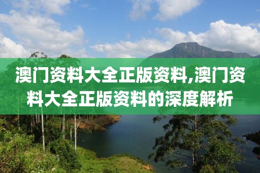澳门资料大全正版资料,澳门资料大全正版资料的深度解析