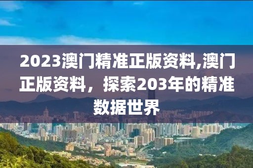 2023澳门精准正版资料,澳门正版资料，探索203年的精准数据世界