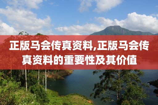 正版马会传真资料,正版马会传真资料的重要性及其价值