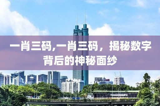 一肖三码,一肖三码，揭秘数字背后的神秘面纱