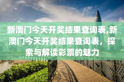 新澳门今天开奖结果查询表,新澳门今天开奖结果查询表，探索与解读彩票的魅力
