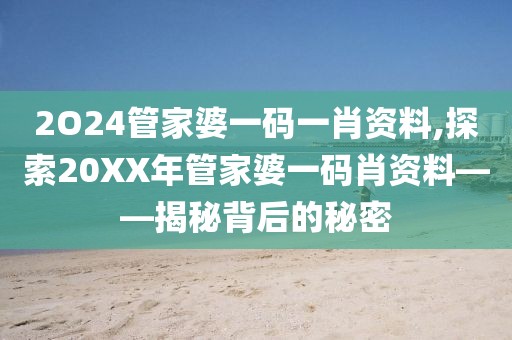 2O24管家婆一码一肖资料,探索20XX年管家婆一码肖资料——揭秘背后的秘密