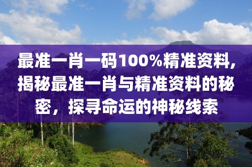 最准一肖一码100%精准资料,揭秘最准一肖与精准资料的秘密，探寻命运的神秘线索