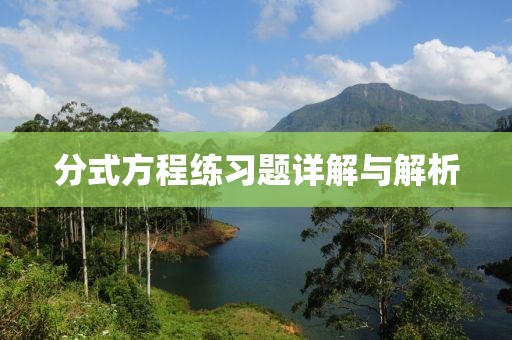 分式方程练习题详解与解析