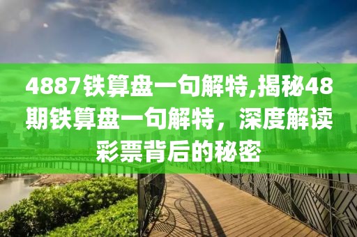 4887铁算盘一句解特,揭秘48期铁算盘一句解特，深度解读彩票背后的秘密