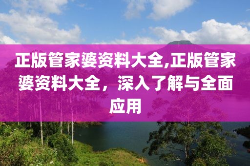 正版管家婆资料大全,正版管家婆资料大全，深入了解与全面应用
