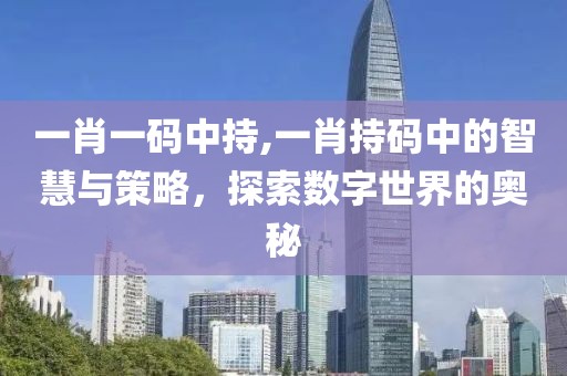 一肖一码中持,一肖持码中的智慧与策略，探索数字世界的奥秘