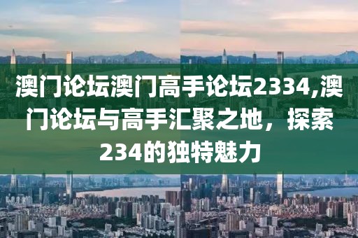 澳门论坛澳门高手论坛2334,澳门论坛与高手汇聚之地，探索234的独特魅力