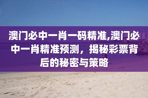 澳门必中一肖一码精准,澳门必中一肖精准预测，揭秘彩票背后的秘密与策略