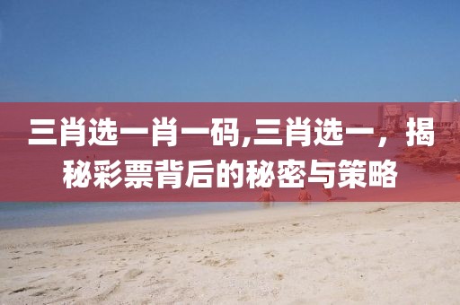 三肖选一肖一码,三肖选一，揭秘彩票背后的秘密与策略