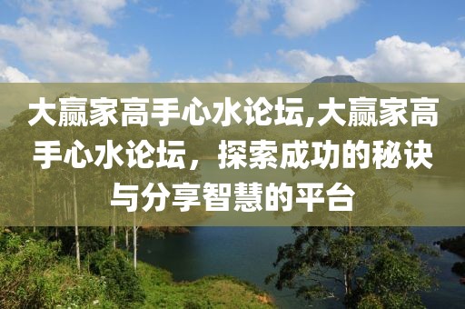 大赢家高手心水论坛,大赢家高手心水论坛，探索成功的秘诀与分享智慧的平台