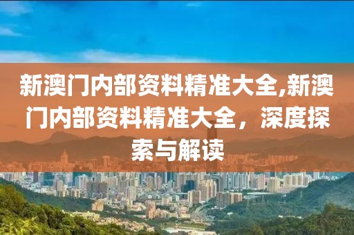 新澳门内部资料精准大全,新澳门内部资料精准大全，深度探索与解读