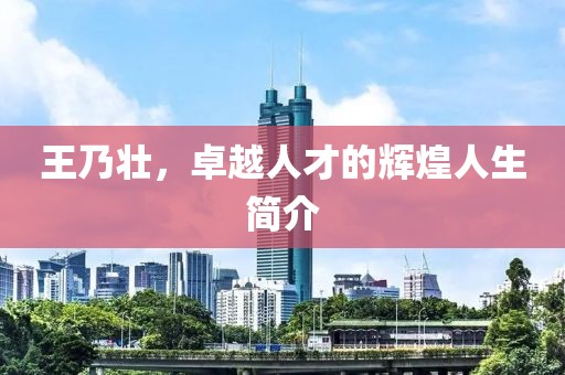 王乃壮，卓越人才的辉煌人生简介